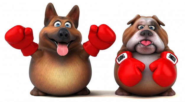 Deutscher Schäferhund und englische Bulldogge Animation