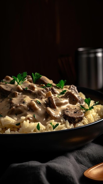 Deutsches Beef Stroganoff mit Sauce generativer ai