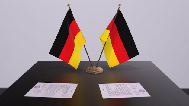 Deutschland Flagge Politik Beziehung Nationalflaggen Partnerschaftsabkommen 3D-Illustration