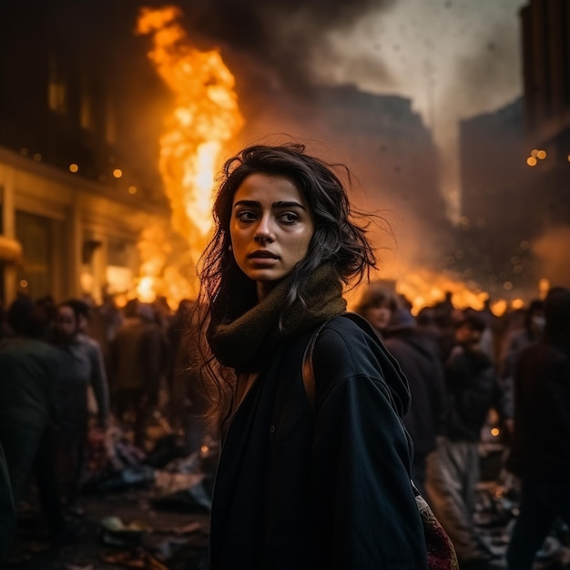 Deutschland Hamburg 07.07.2017 Demonstranten stehen während des G20-Gipfels in Hamburg vor dem Feuer