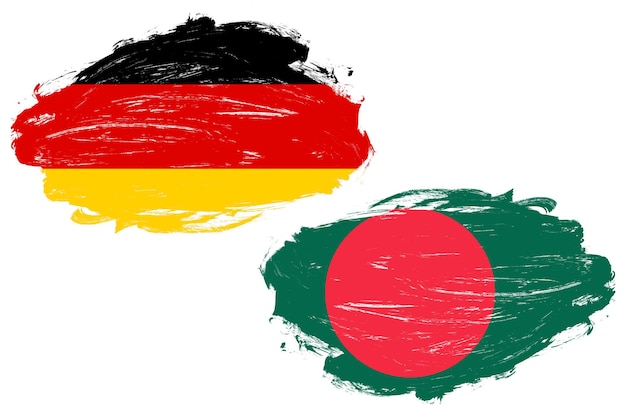 Deutschland und Bangladesch Flagge zusammen auf einem weißen Pinselstrich Hintergrund