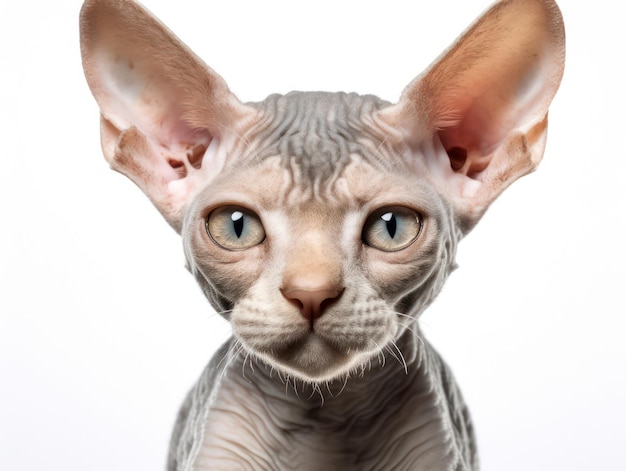 Devon Rex gato de estudio disparado aislado en un fondo claro