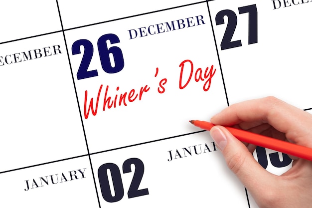 Dezember Handschrift Text whiners Tag auf Kalenderdatum speichern das Datum Feiertag des Jahres