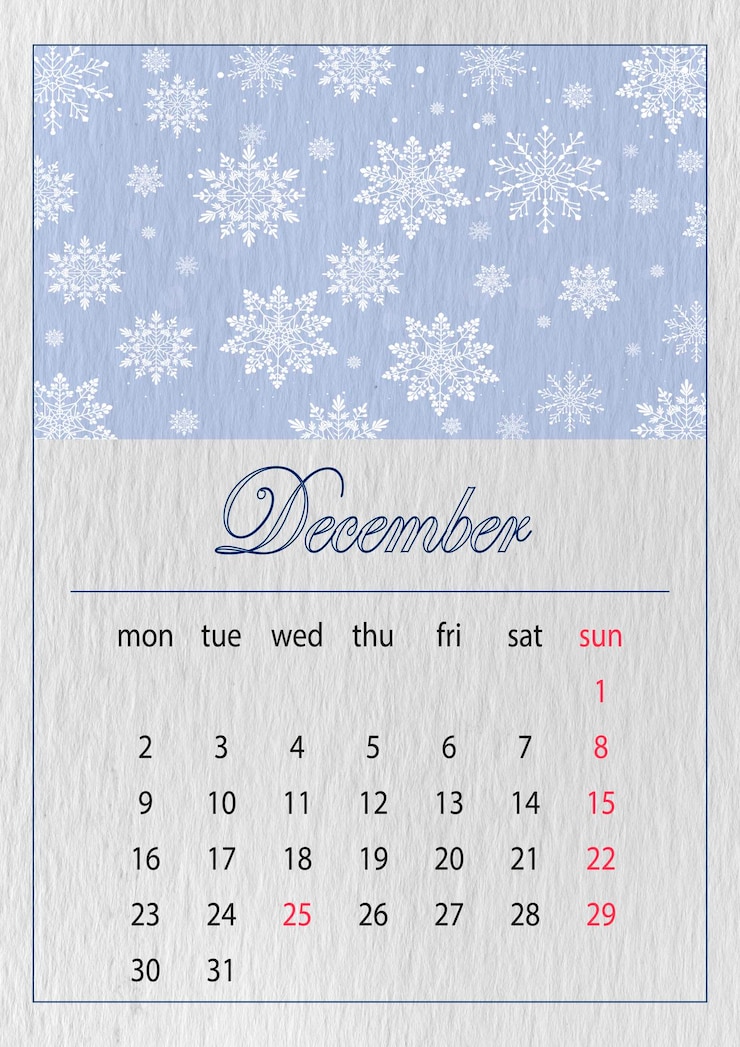Foto dezembereinfacher europäischer vektorkalender für das jahr 2024