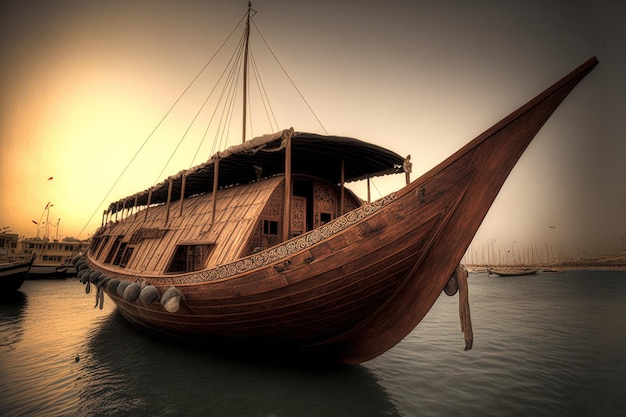 Dhow de madeira à moda antiga