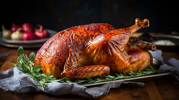 día de acción de gracias delicioso pavo