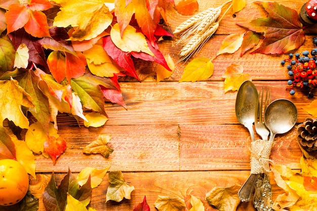 Día de acción de gracias, hojas de otoño de fondo