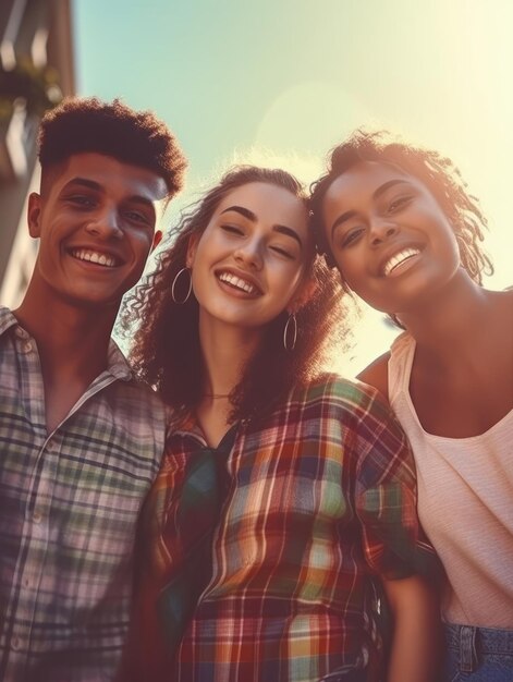 Foto día de la amistad amigos felices sonríen