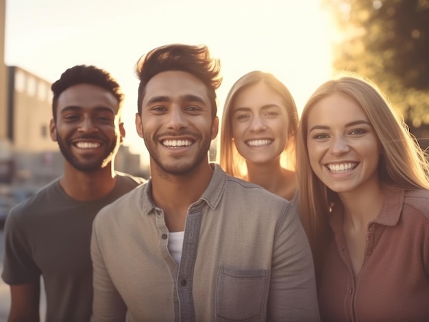 Día de la amistad Amigos felices sonríen