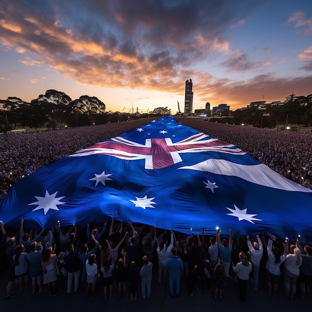 Día de Australia con la bandera de Australia