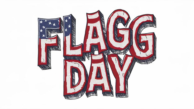 Foto día de la bandera de los estados unidos de américa tarjeta de felicitación caligrafía del día de la bandera