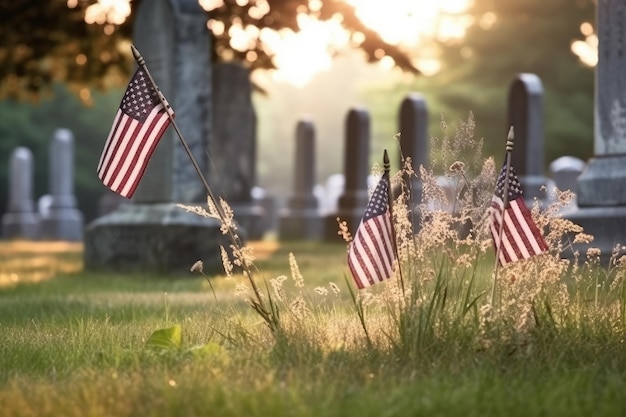 Día de los Caídos con bandera americana IA generativa