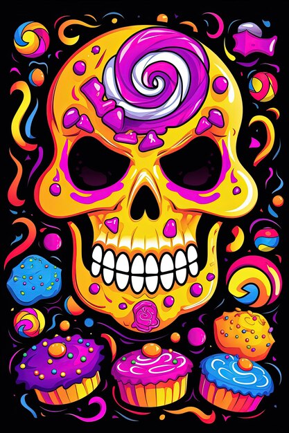 El día de la calavera de los colores púrpura muertos