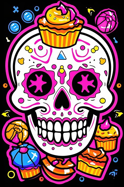 Foto el día de la calavera de los colores púrpura muertos