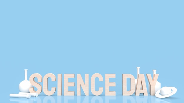 Día de la ciencia de texto para la representación 3d del concepto de vacaciones