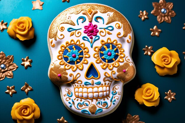 Dia colorido de Muertos Bolinhos de açúcar Artístico comestível