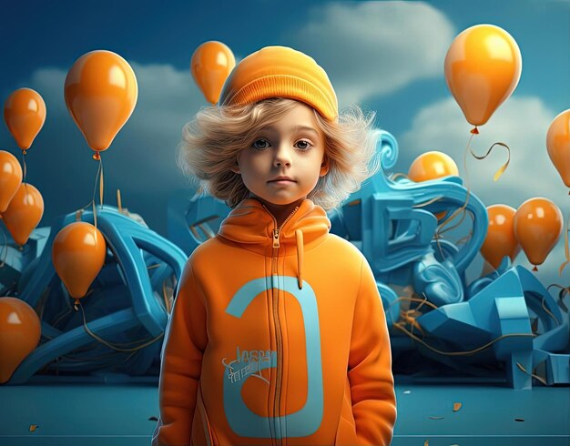 día de concientización sobre el cáncer infantil al estilo de color naranja claro y azul oscuro