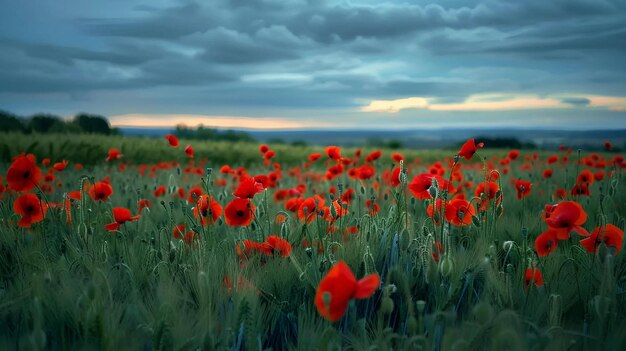 Foto día conmemorativo del campo de la amapola roja