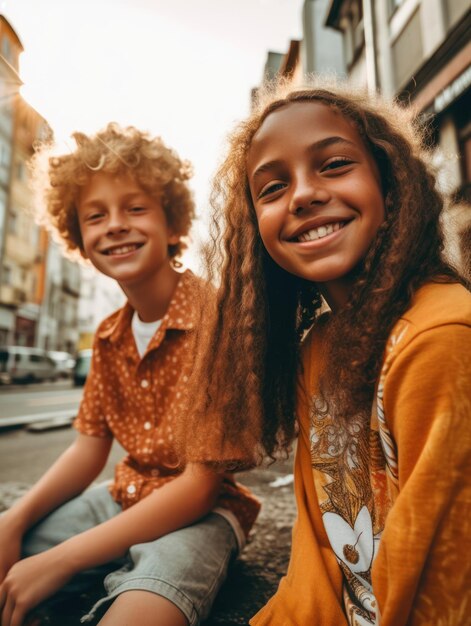 Dia da Amizade Amizade infantil Crianças felizes sorrindo para a câmera