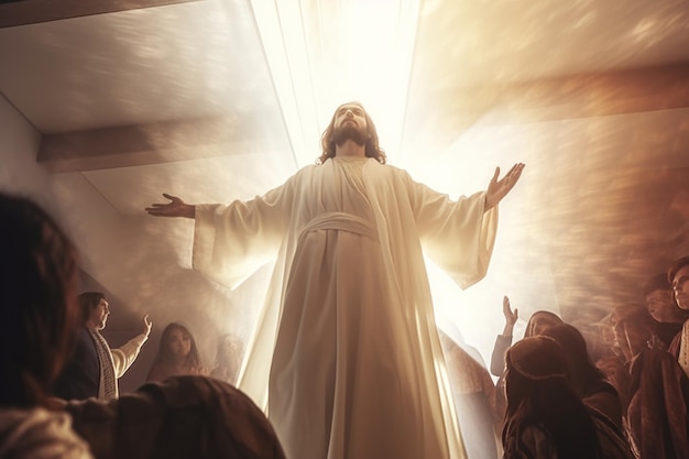 Foto dia da ascensão de jesus cristo ou dia da ressurreição do filho de deus conceito do dia da ascensão na igreja