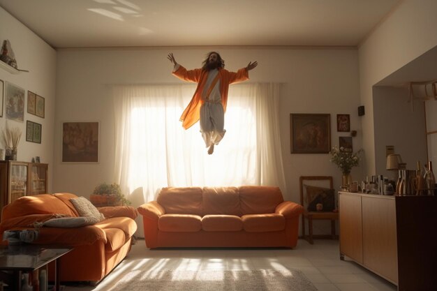 Foto dia da ascensão de jesus cristo ou dia da ressurreição do filho de deus conceito do dia da ascensão na sala de estar