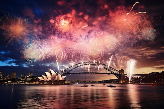 Dia da Austrália espetáculos fogos de artifício e estilo dia da Austrália