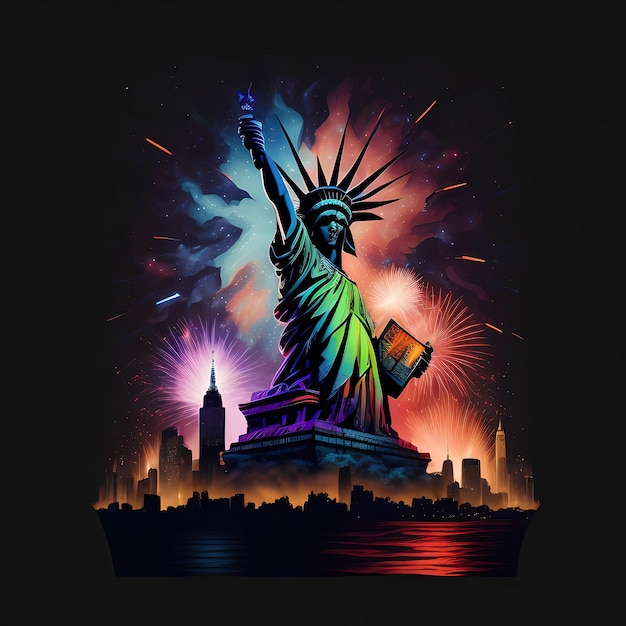 Foto dia da independência americana da estátua uma celebração majestosa do patriotismo e da liberdade