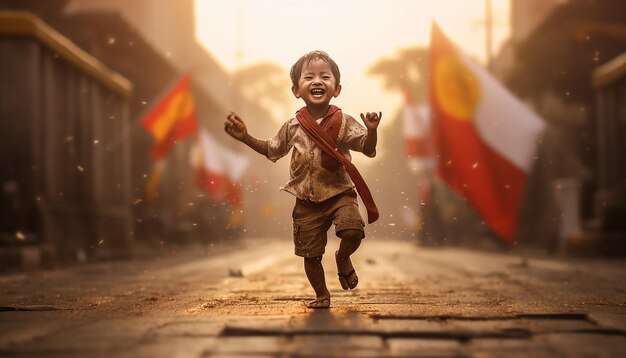 Dia da independência da Indonésia feliz e sessão de fotografia de celebração