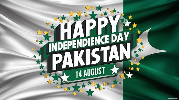 Dia da Independência do Paquistão 14 de agosto design de cartaz