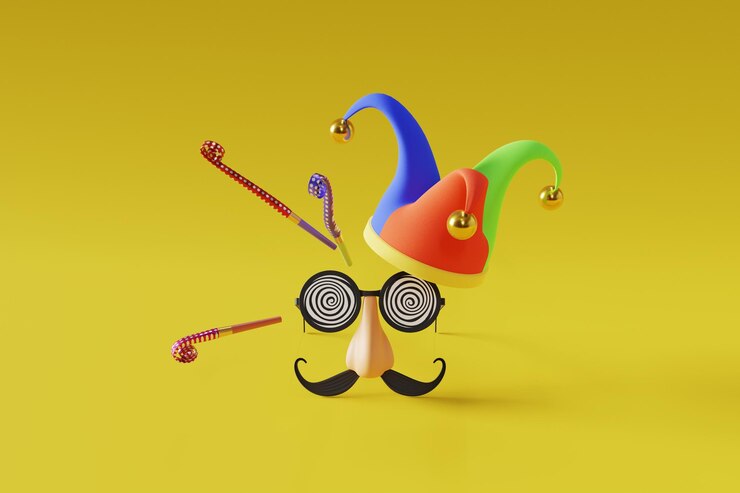 dia da mentira fundo amarelo renderização em 3d