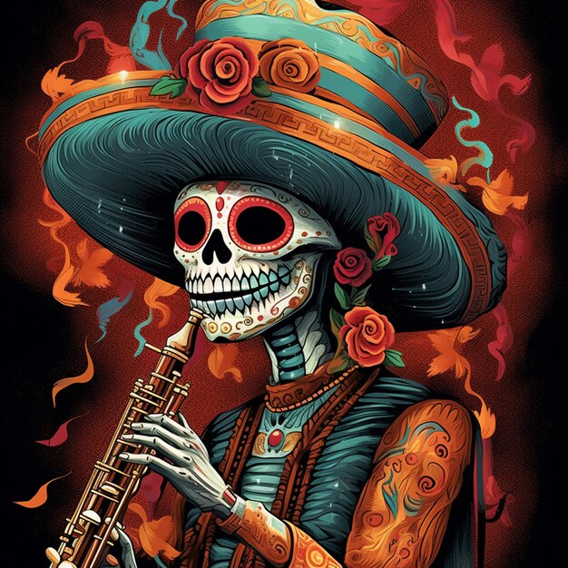 A dia da muertos de fondo el vector de la cateína