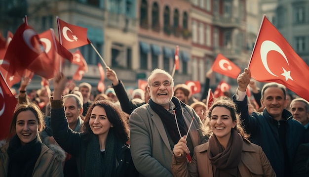 Dia da República da celebração trkiye com o povo europeu moderno Conceito feliz e alegre