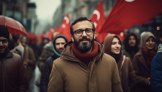 Foto dia da república da celebração trkiye com o povo europeu moderno