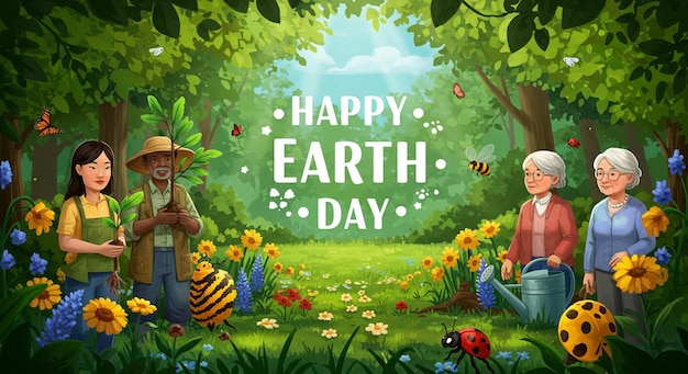 Dia da Terra Conceito de um futuro sustentável feliz