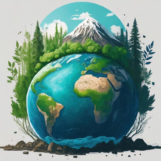 Dia da Terra: ecologia e conceito da Terra Ilustração 3D