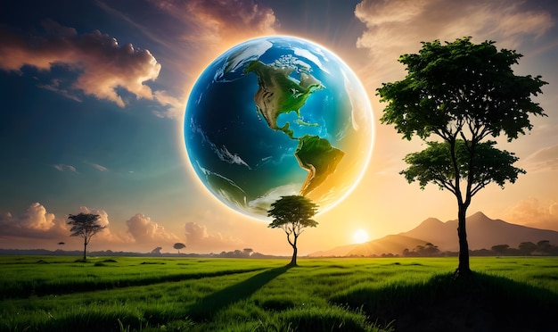 Dia da Terra fundo conceito de economia de energia planeta Terra mapa geográfico