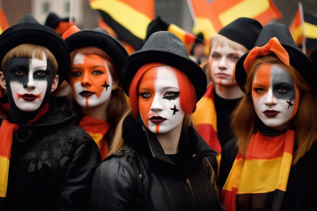 Dia da Unidade Alemã As pessoas são patriotas da Alemanha em um comício Dia da Independência Alemã