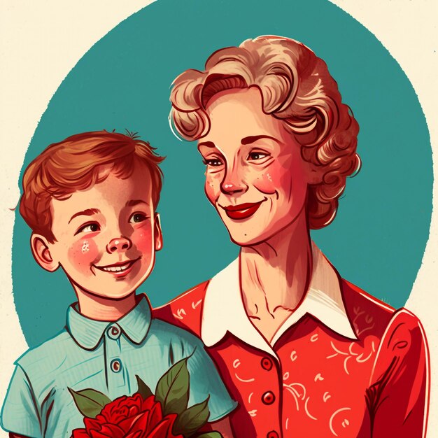 dia das mães bela ilustração de mãe e filho vector clipart