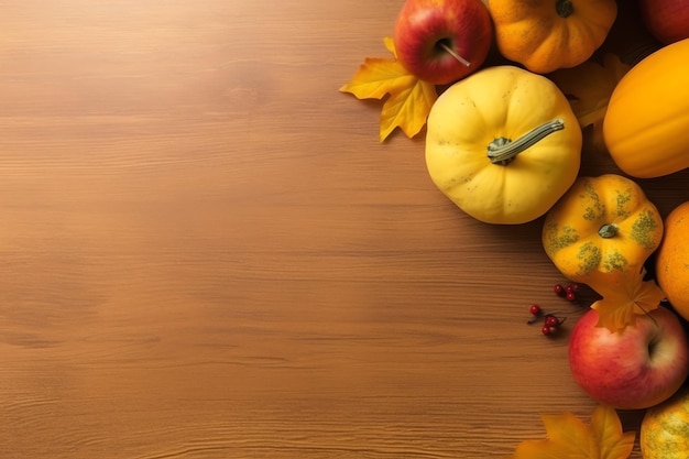 Dia de Ação de Graças ou composição de outono com folhas de abóbora laranja ou frango comida de Ação de Graças