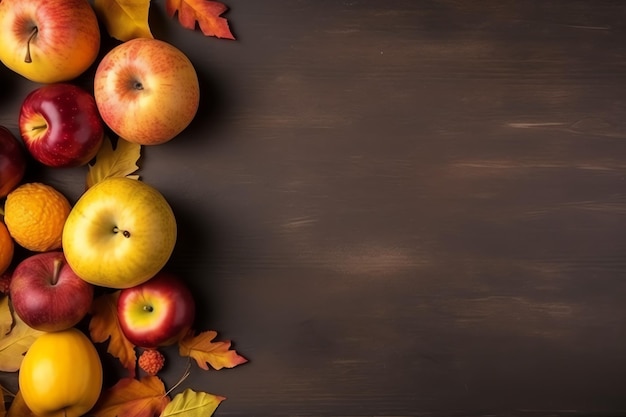 Dia de Ação de Graças ou composição de outono com folhas de abóbora laranja ou frango comida de Ação de Graças