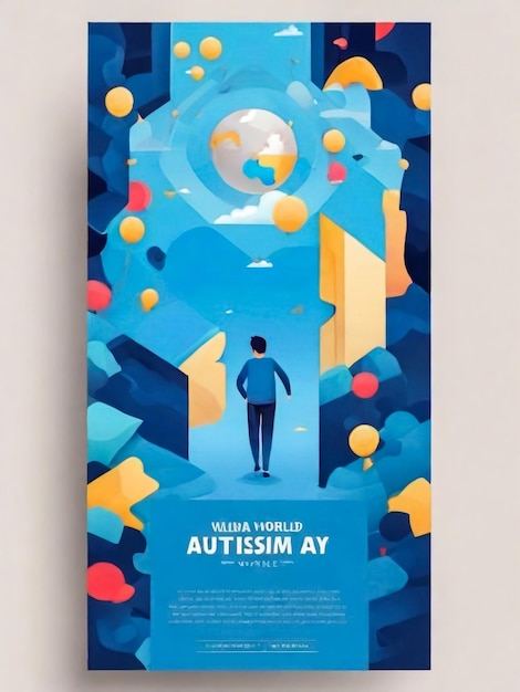 Dia de Conscientização sobre o Autismo Desenho de cartaz vertical