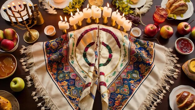 Foto dia de feriados judaicos símbolos oração xale tallit