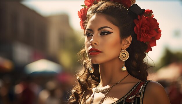 Dia de la raza celebração fotografia de retrato conceito criativo