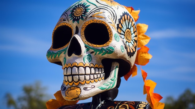 Dia de los muertos crânio fundo evento papel de parede atributos e tradições