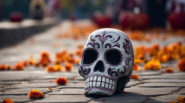 Dia de los muertos crânio fundo evento papel de parede atributos e tradições