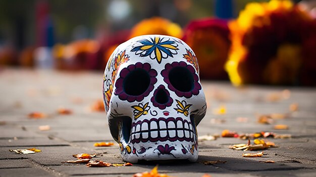 Dia de los muertos crânio fundo evento papel de parede atributos e tradições