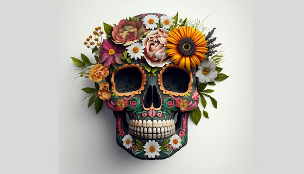 Dia de Los Muertos Dia dos mortos com crânio de açúcar generativo ai