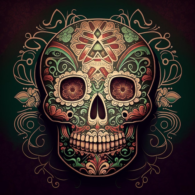 Dia de Los Muertos Dia dos mortos com crânio de açúcar generativo ai