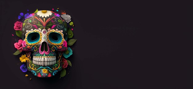 Dia de Los Muertos Dia dos mortos com crânio de açúcar generativo ai