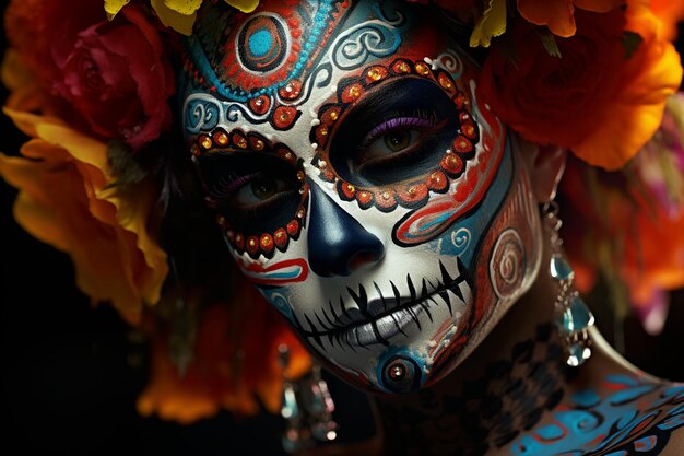 Foto dia de los muertos gesichtsmalerei mit kreativem int 00101 03